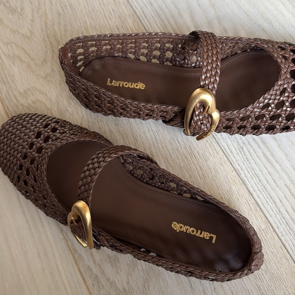 Larroudé Verona Macrame Ballet Flat In Burnt Umber Leather Size 7 NWT Shoes - Picture 16 of 16